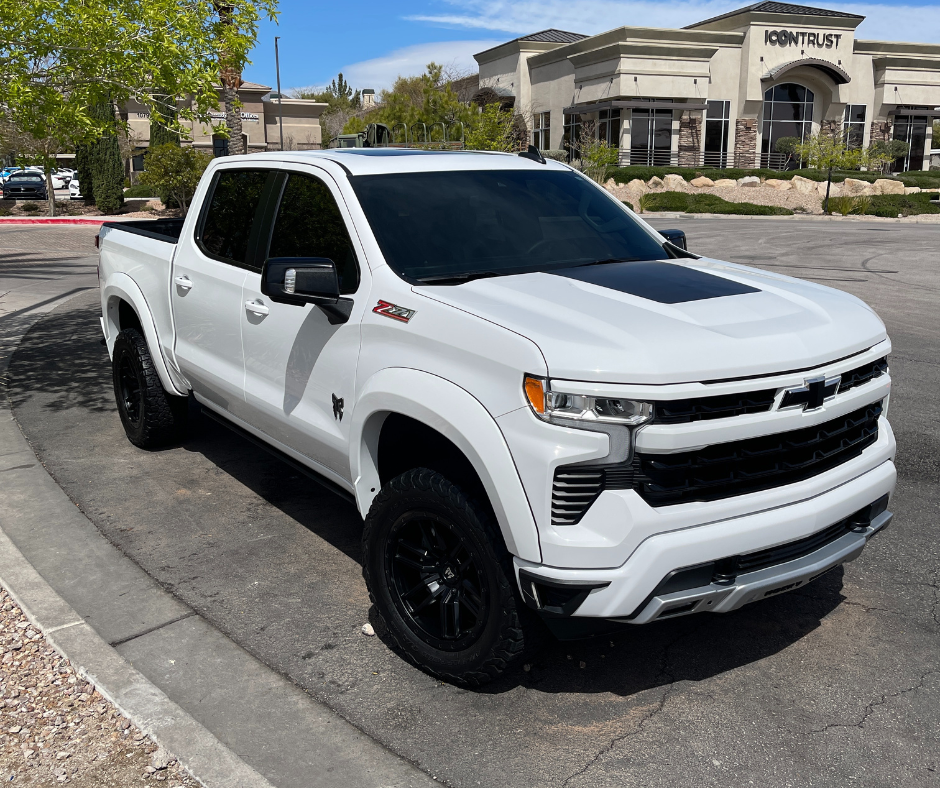 White Silverado after exterior detailing in Las Vegas